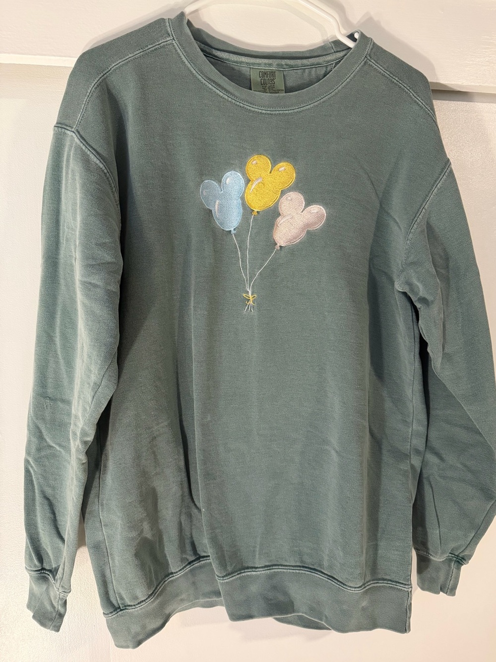 Comfort Colors Sea Green Crewneck with Balloon Embroidery